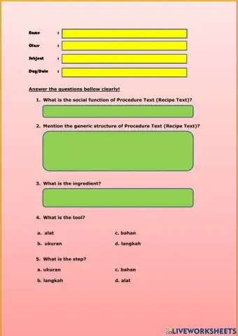 Procedure Text (recipe)