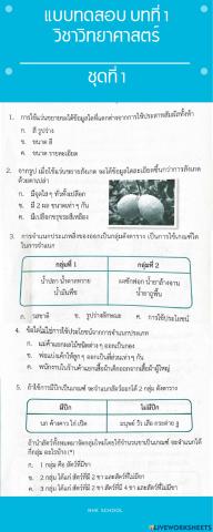 แบบทดสอบวิทยาศาสตร์