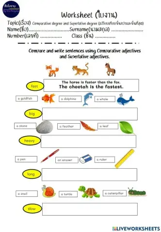 Comparative adjectives  and Superlative adjectives.