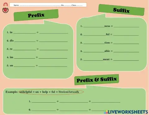 Prefix Suffix and meaning