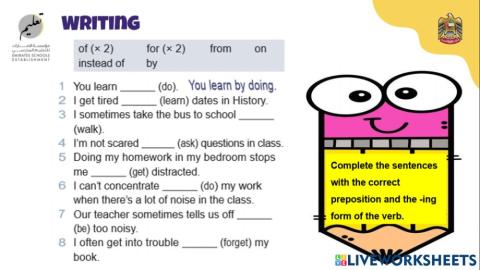 Preposition and the -ing
