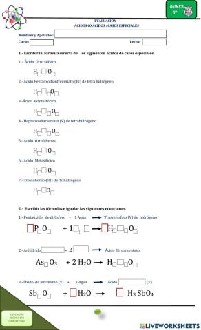 Acidos  oxácidos - casos especiales