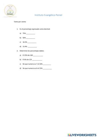 Actividad Tanto por ciento