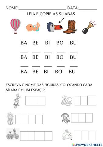 Atividade de Escrita e Assimilação letra B