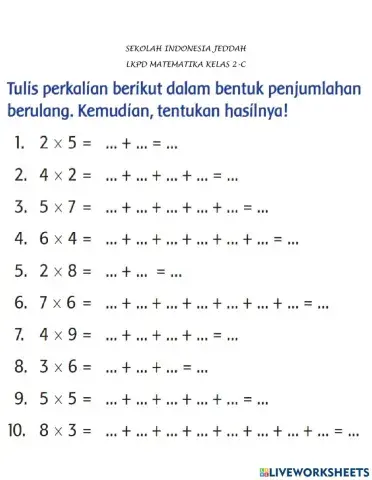 Perkalian dengan Penjumlahan Berulang