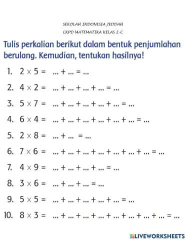 Perkalian dengan Penjumlahan Berulang