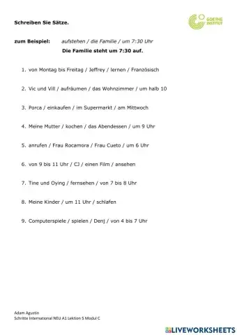 Puzzle Sätze (mit Zeitangabe)