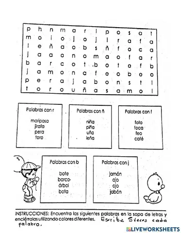 Sopa de letras de animales