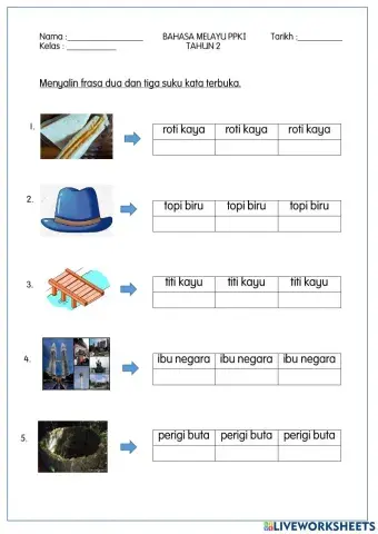 Menyalin Frasa Dua dan Tiga Suku Kata Terbuka