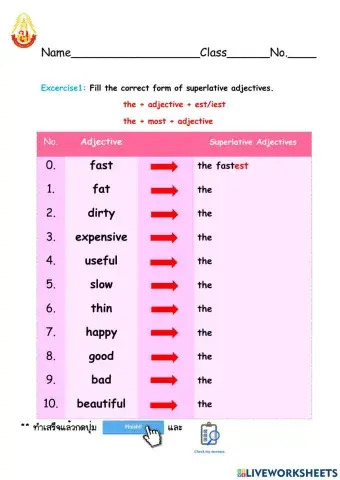 Superlative adjectives