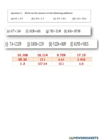 Addition of Decimals Gr 6