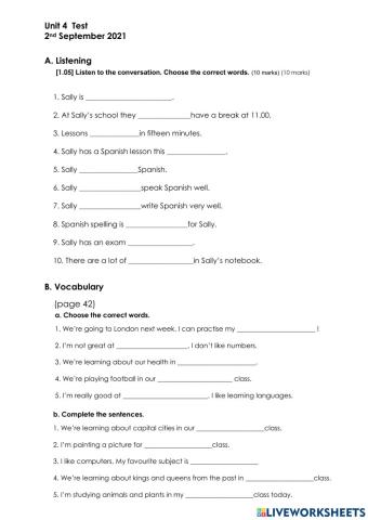 Unit 4 Learning World