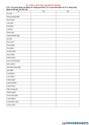 E7- unit 3- irregular verbs