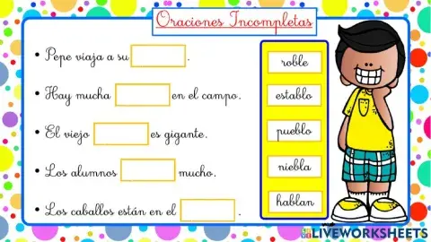 Oraciones incompletas sílaba -bl-