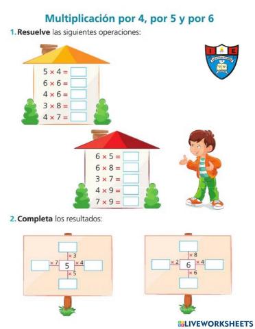 Multiplicación por 4, 5 y 6