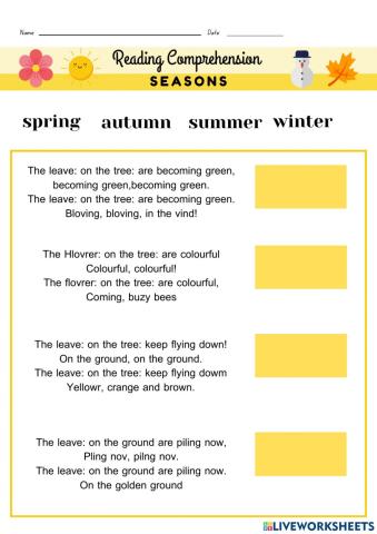 Worksheet 2 Weather and season