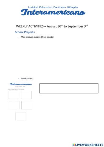 Weekly activities week 17