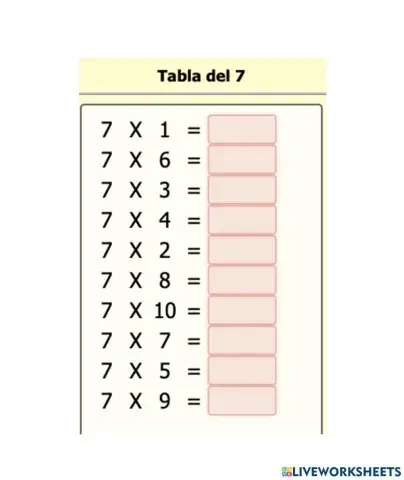Calculo mental tabla del 7