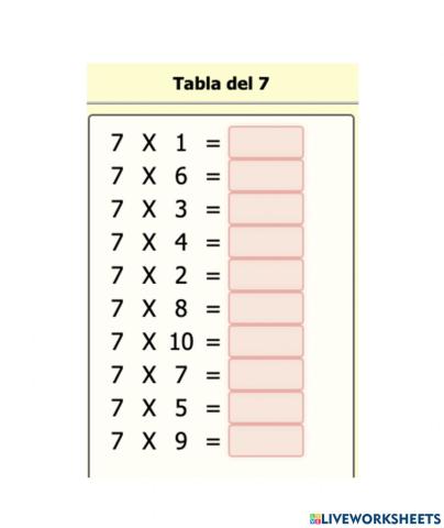 Calculo mental tabla del 7