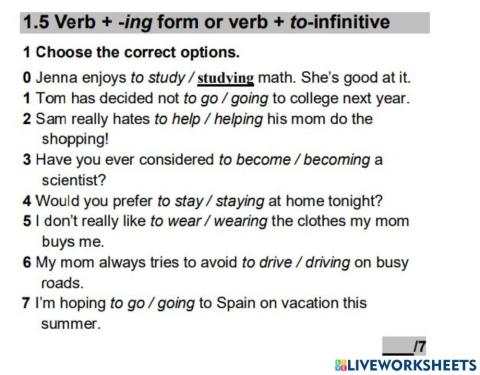 Ing or To infinitive