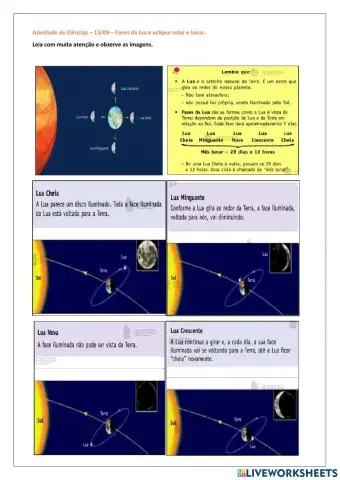 Fases da lua e eclipse