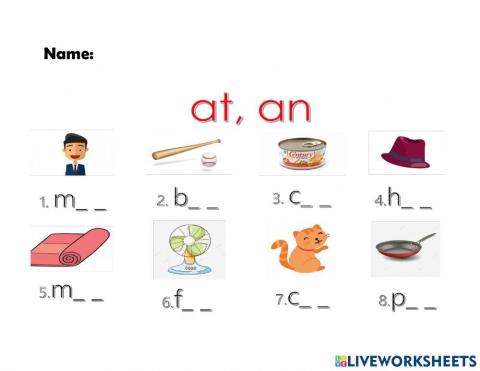 Short vowel at & an words