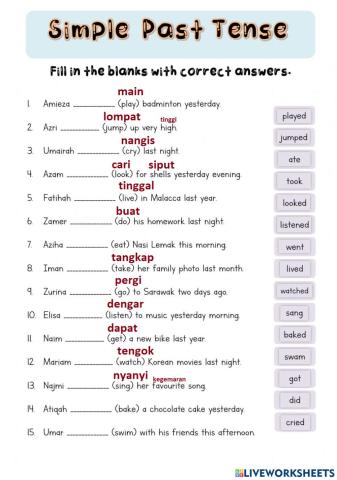 Simple Past Tense (Exercise)