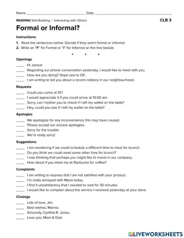 SB-Formal vs Informal