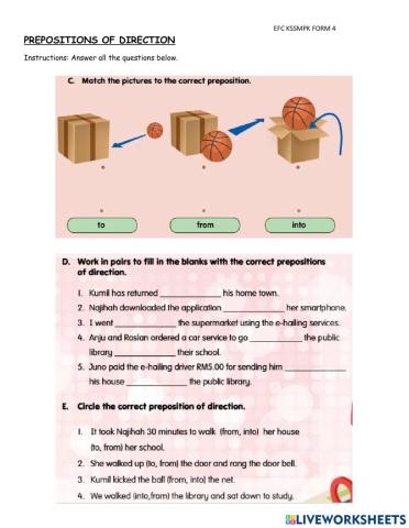 Prepositions of direction