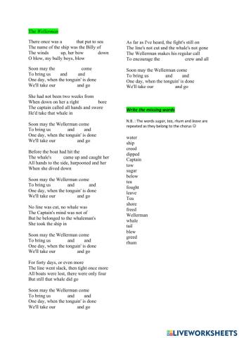 The Wellerman - missing words text