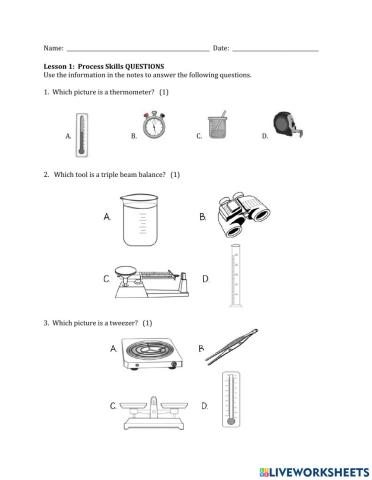 Grade 6-Process Skills Questions