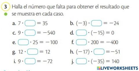 Multiplicación de Números enteros con signos