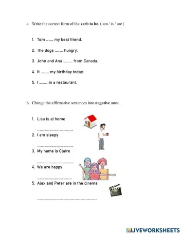 Verb to be Affirmative and negative form