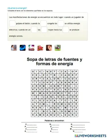 Fuentes y formas de energia