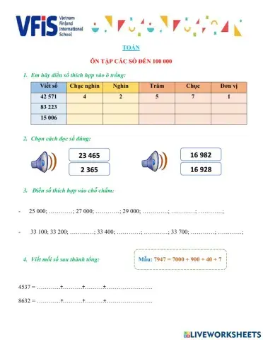 Ôn tập các số đến 100 000