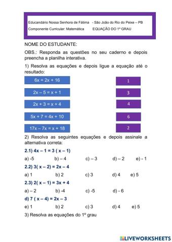 Equação do 1º grau