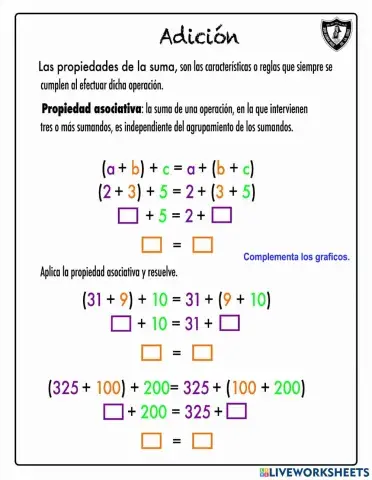 Adición, propiedad asociativa