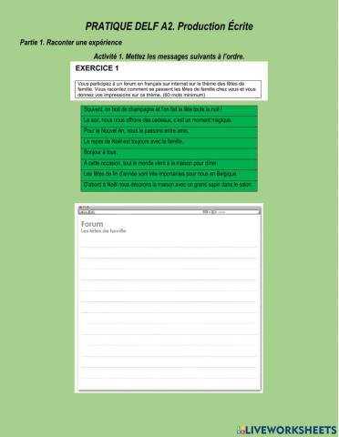 DELF Production Écrite Pratique A2