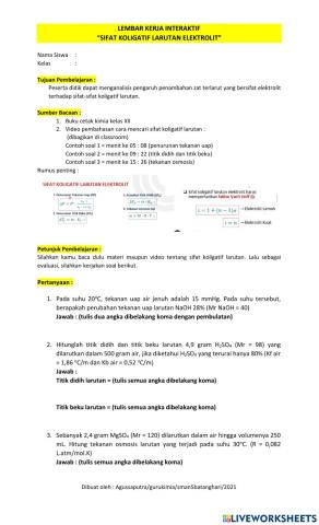 LKS Sifat koligatif larutan elektrolit