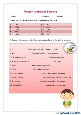 Present Continuous Exercise Gale