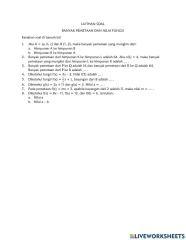 Latihan Soal Nilai Fungsi