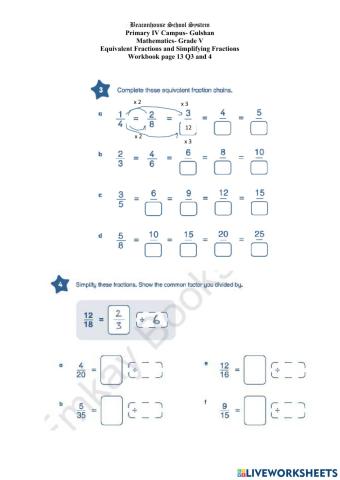 Equivalent Fractions and Simplifying Fractions