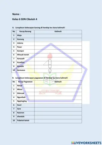 LK Kecap Pagawean,Kecap Barang Jeung kecap Sifat