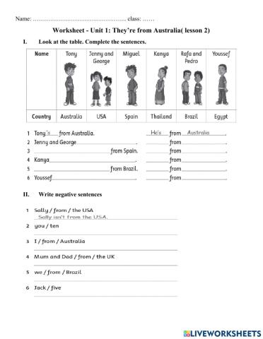 Wooksheet - unit 1 - lesson 2 - grade 4