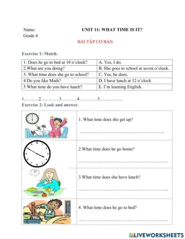 Tiếng anh 4 unit 11