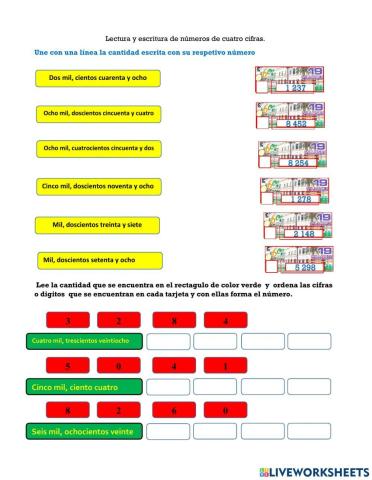 Leer, escribir y comparar números:de cuatro cifras