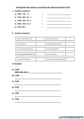 Evaluacion de escritura