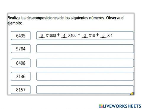 Descomposicion en valor posicional