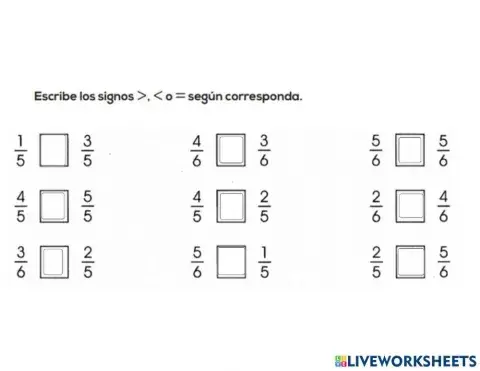 Mayor que, menor que, igual que.