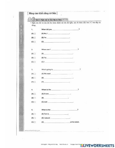 TOEIC 2 listening homework